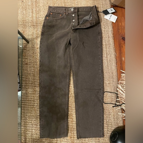 NWT Redone Washed Chocolate 70s Stove Pipe denim, size 27 - Picture 3 of 7